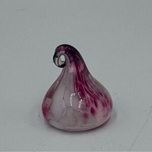 Vintage Willow Creek Glass Hershey's Chocolate Kiss Art Glass Pink White Signed